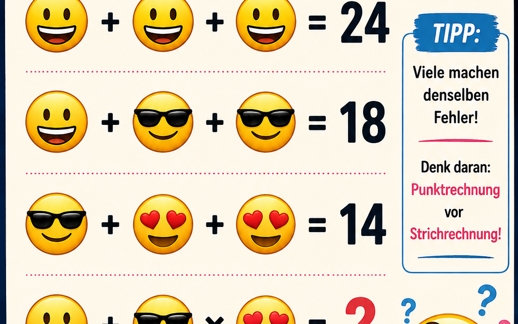 Das Emoji-Code-Rätsel – findest du die richtige Zahl?