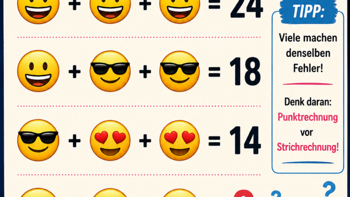 Das Emoji-Code-Rätsel – findest du die richtige Zahl?