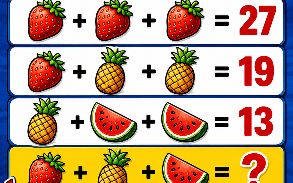Das geheime Obst-Rätsel – findest du die richtige Zahl?