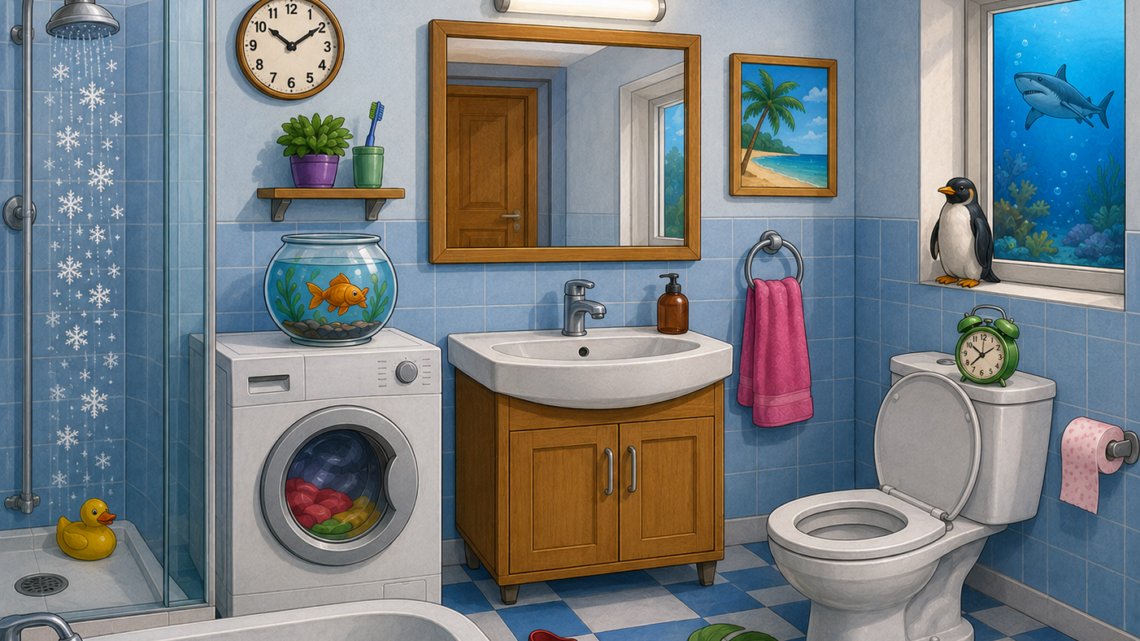 Finde den Fehler im Badezimmer! Kannst du alle 10 Fehler entdecken?