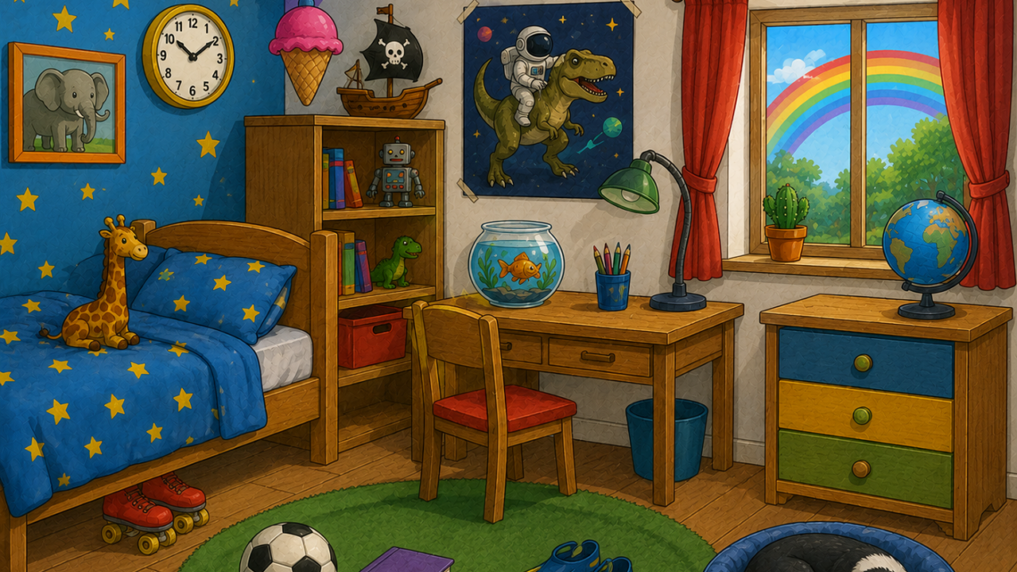 Finde den Fehler im Kinderzimmer! Kannst du alle 8 Fehler entdecken?
