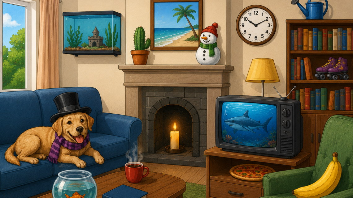 Finde den Fehler im Wohnzimmer! Kannst du alle 8 Fehler entdecken?