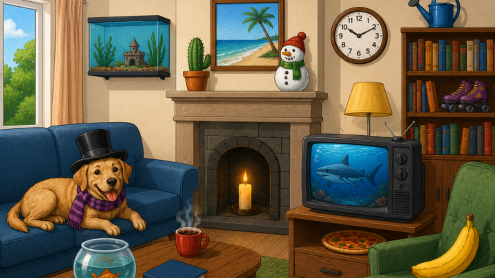 Finde den Fehler im Wohnzimmer! Kannst du alle 8 Fehler entdecken?