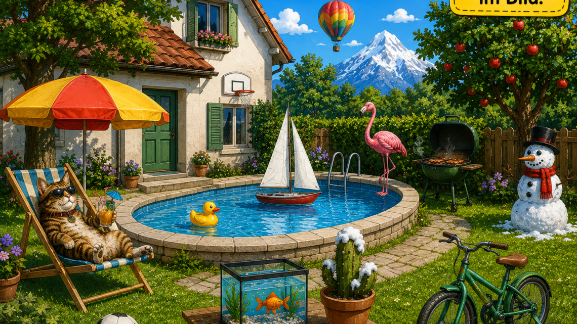 Finde den Fehler im verrückten Garten! Kannst du alle 10 Fehler entdecken?
