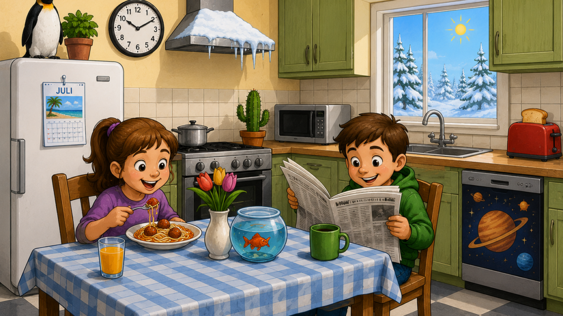Finde den Fehler in der Familienküche! Kannst du alle 7 Fehler entdecken?