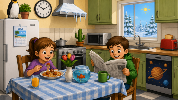 Finde den Fehler in der Familienküche! Kannst du alle 7 Fehler entdecken?