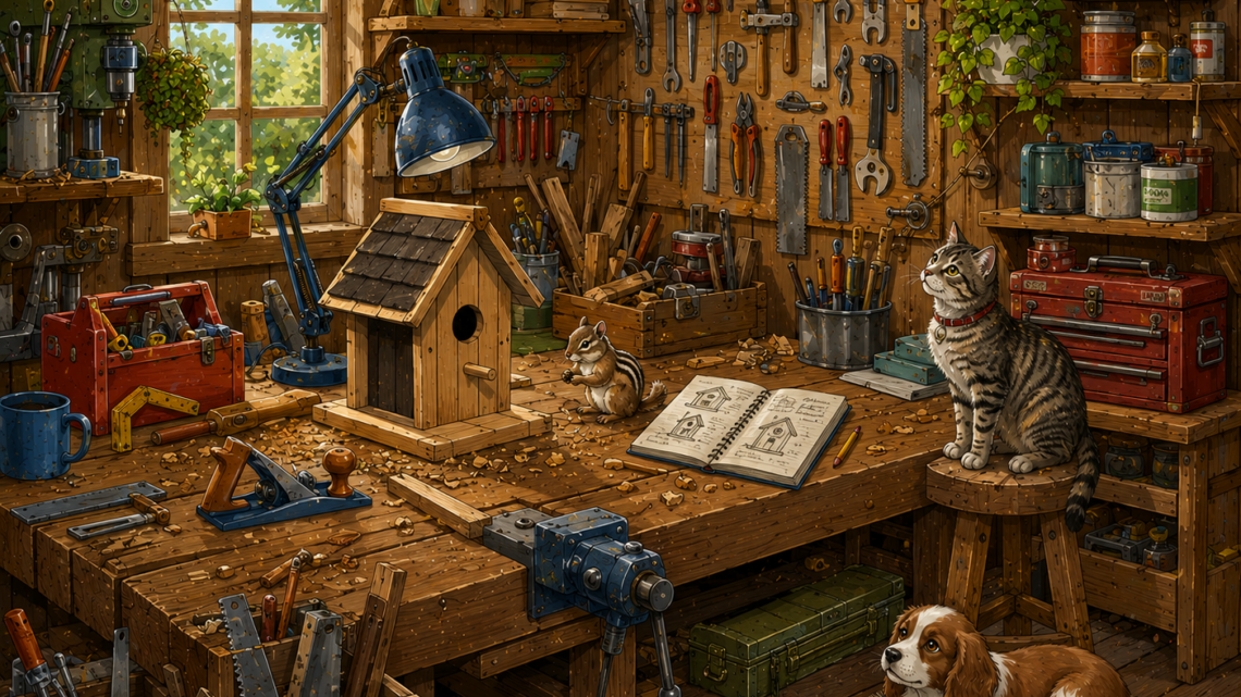 Wo versteckt sich der Pinsel in der Werkstatt 🖌️🪵