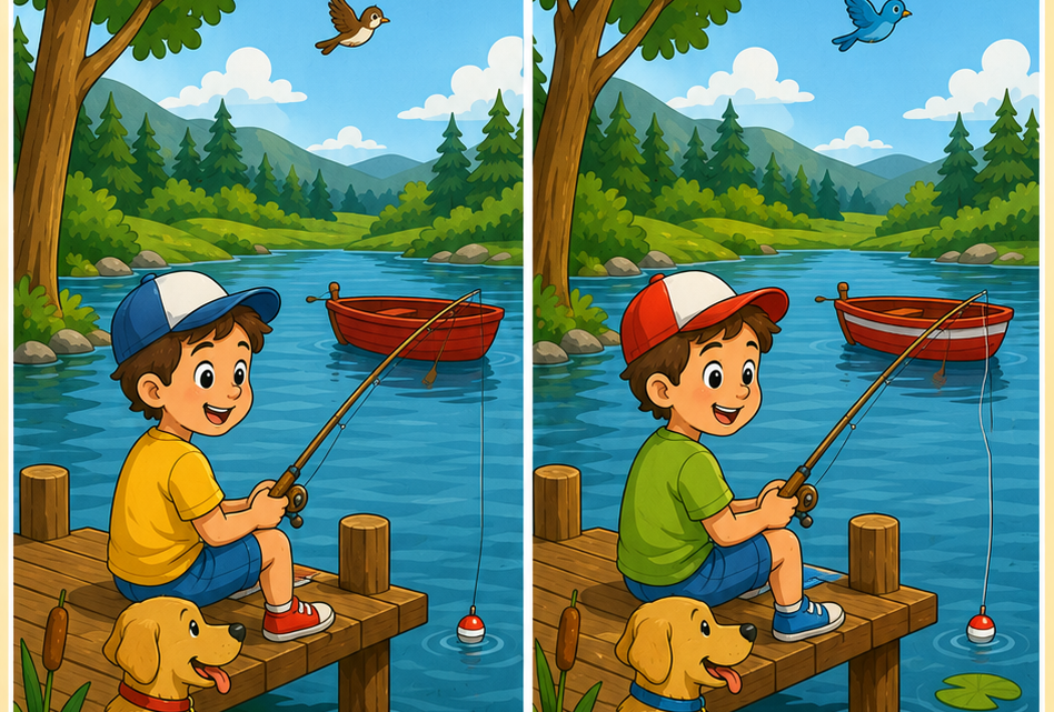 Finde die Unterschiede beim Angeln am See