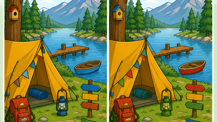 Finde die Unterschiede beim Camping am Bergsee